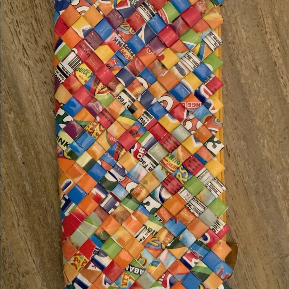 Vintage Style Recycled Woven Gum Wrapper Multicolored Clutch Purse